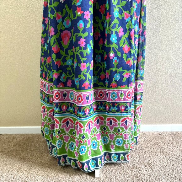 Vintage Handmade 1960s Colorful Floral Maxi Evening Empire Waist Dress - Picture 3 of 14